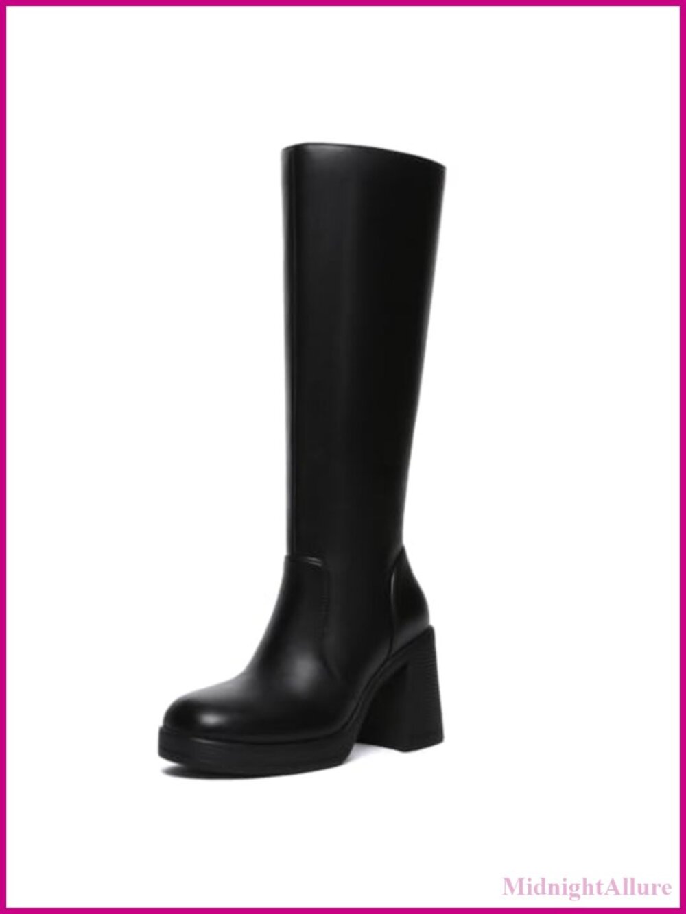 Knee High Platform Boots with Side Zipper - PU Leather or Suede